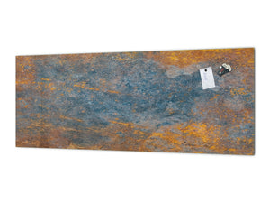 Stunning glass wall art  - Wide format wall backsplash Rusted textures Series: Oxidized colorful surface