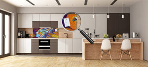 Toughened printed glass backsplash - Kitchen wall splashback will or without magnetic properties - Paintings Series: Abstract human portrait