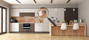 Contemporary glass kitchen panel - Wide format wall backsplash Marbles 2 Series: Brown marble pattern
