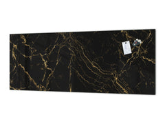 Contemporary glass kitchen panel - Wide format wall backsplash Marbles 2 Series: Golden patterns