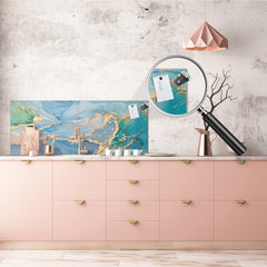 Contemporary glass kitchen panel - Wide format wall backsplash Colourful abstractions Series: Current of colors