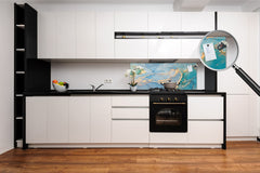 Contemporary glass kitchen panel - Wide format wall backsplash Colourful abstractions Series: Current of colors