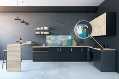 Contemporary glass kitchen panel - Wide format wall backsplash Colourful abstractions Series: Current of colors