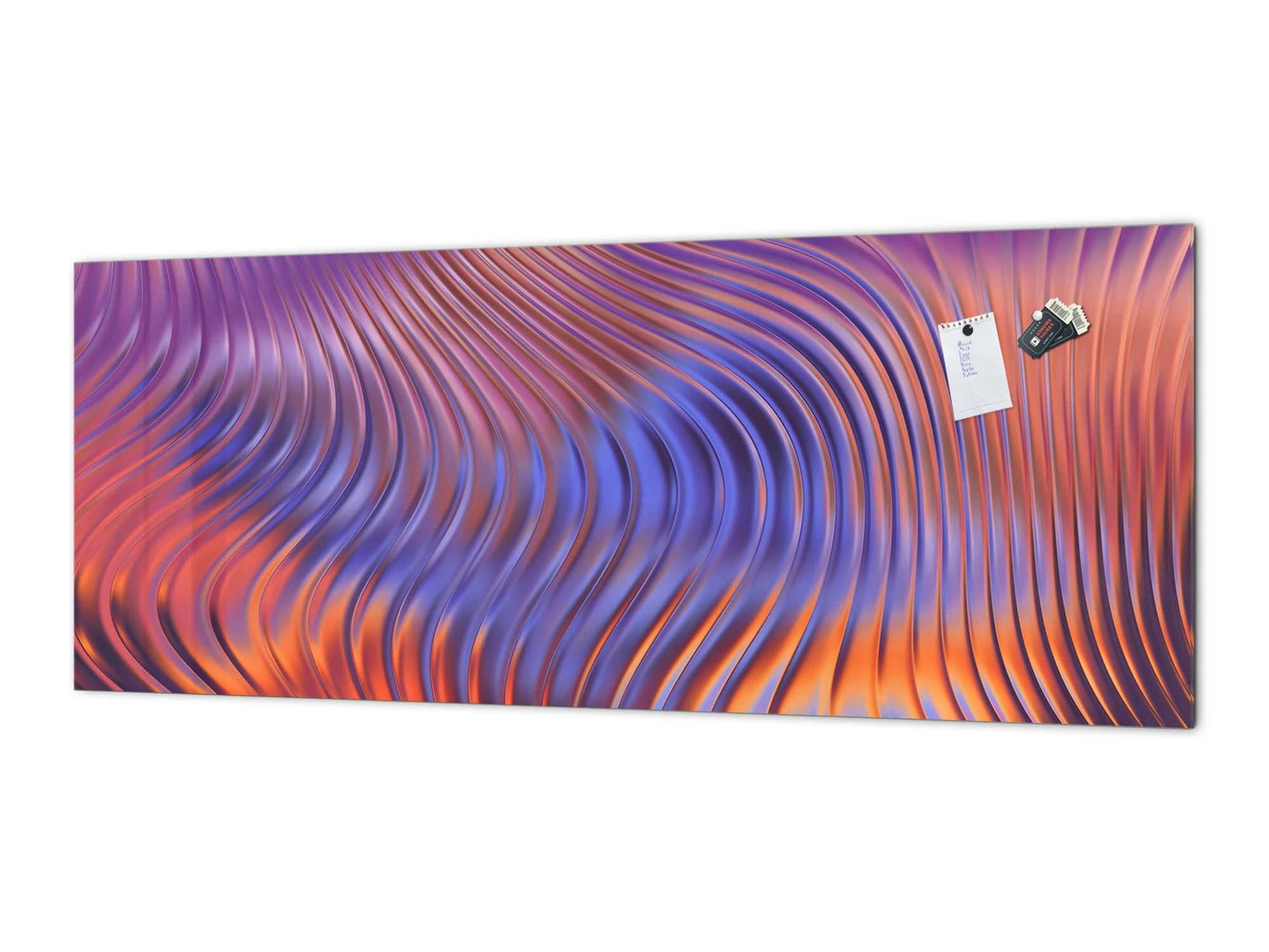 Contemporary glass kitchen panel - Wide format wall backsplash with or without magnetic properties - Colourful Variety Series: Colorful wavy design 1