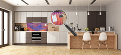 Contemporary glass kitchen panel - Wide format wall backsplash with or without magnetic properties - Colourful Variety Series: Colorful wavy design 1