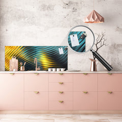 Contemporary glass kitchen panel - Wide format wall backsplash with or without magnetic properties - Colourful Variety Series: Colorful wavy design 2