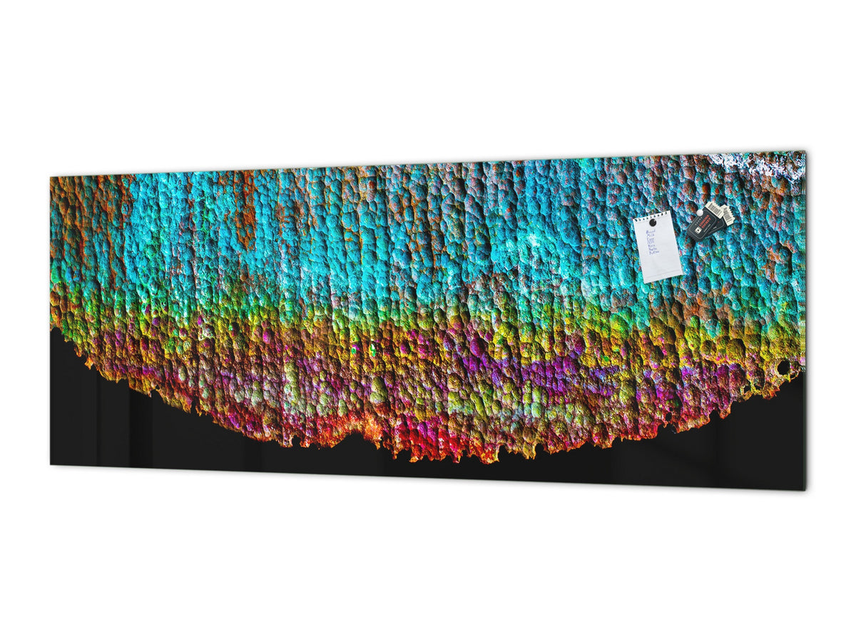 Stunning glass wall art  - Wide format wall backsplash Rusted textures Series: Oxidized copper abstraction