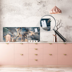 Contemporary glass kitchen panel - Wide format wall backsplash Colourful abstractions Series: Fluid art painting