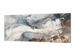 Contemporary glass kitchen panel - Wide format wall backsplash Colourful abstractions Series: Artistic mixture of paints
