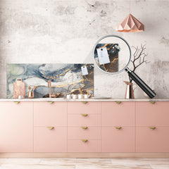 Contemporary glass kitchen panel - Wide format wall backsplash Colourful abstractions Series: Artistic mixture of paints