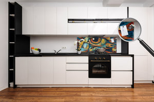 Toughened printed glass backsplash - Kitchen wall splashback will or without magnetic properties - Paintings Series: Inner eye