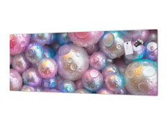 Contemporary glass kitchen panel - Wide format wall backsplash with or without magnetic properties - Colourful Variety Series: Shiny pearls 1