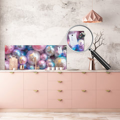 Contemporary glass kitchen panel - Wide format wall backsplash with or without magnetic properties - Colourful Variety Series: Shiny pearls 1