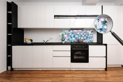 Contemporary glass kitchen panel - Wide format wall backsplash with or without magnetic properties - Colourful Variety Series: Shiny pearls 2