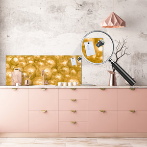 Contemporary glass kitchen panel - Wide format wall backsplash with or without magnetic properties - Colourful Variety Series: Golden pearls