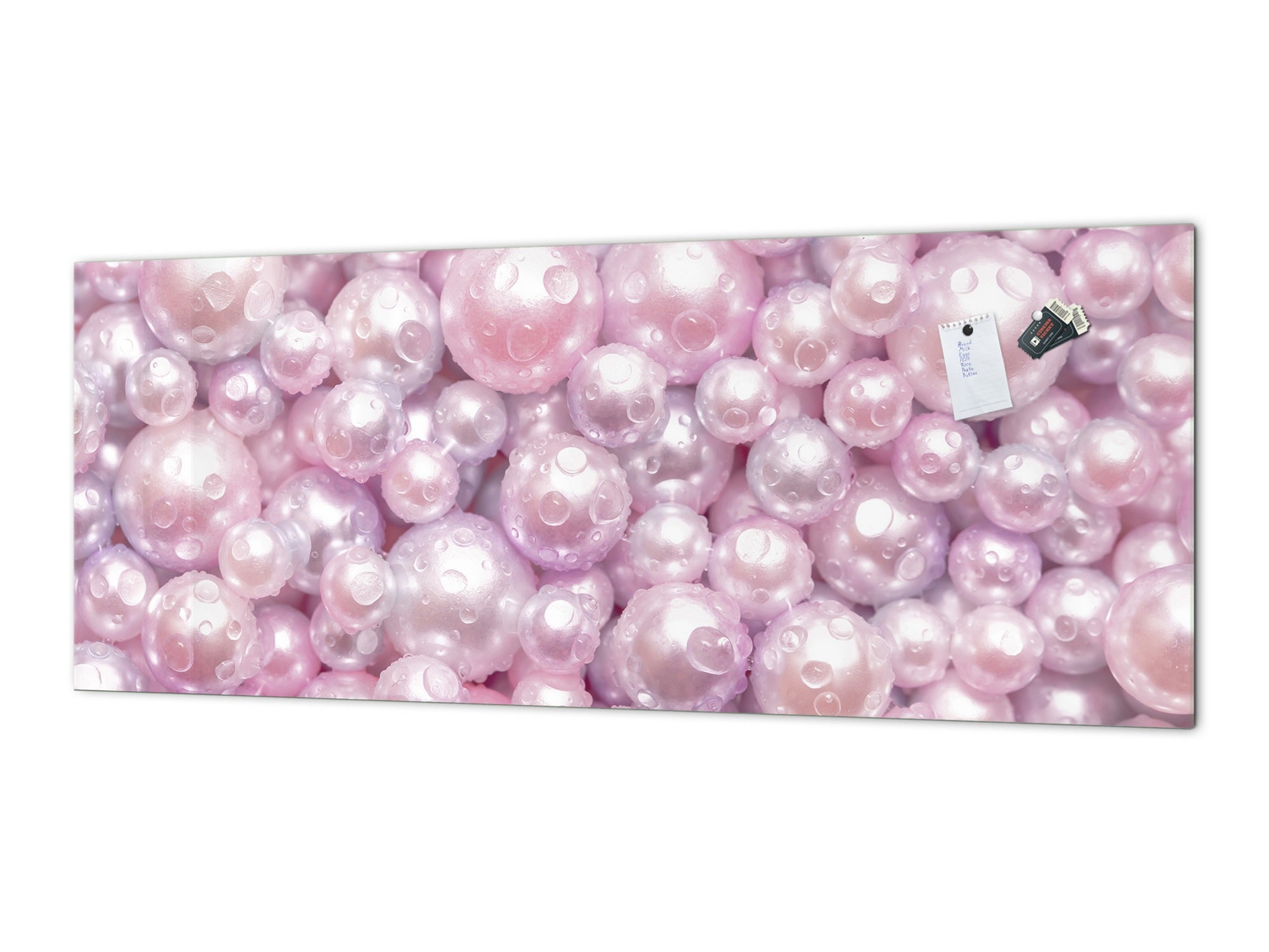 Contemporary glass kitchen panel - Wide format wall backsplash with or without magnetic properties - Colourful Variety Series: Pink pearls