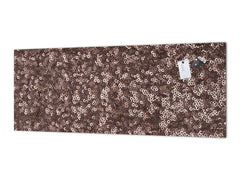 Contemporary glass kitchen panel - Wide format wall backsplash with or without magnetic properties - Colourful Variety Series: Gold brown sequins