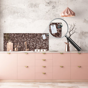 Contemporary glass kitchen panel - Wide format wall backsplash with or without magnetic properties - Colourful Variety Series: Gold brown sequins