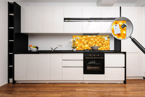 Contemporary glass kitchen panel - Wide format wall backsplash with or without magnetic properties - Colourful Variety Series: Shiny yellow surface