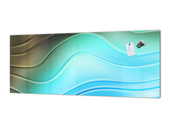 Contemporary glass kitchen panel - Wide format wall backsplash with or without magnetic properties - Colourful Variety Series: Colourful wavy pattern