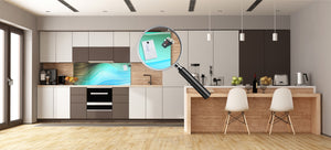 Contemporary glass kitchen panel - Wide format wall backsplash with or without magnetic properties - Colourful Variety Series: Colourful wavy pattern