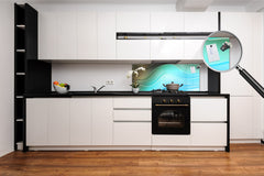 Contemporary glass kitchen panel - Wide format wall backsplash with or without magnetic properties - Colourful Variety Series: Colourful wavy pattern