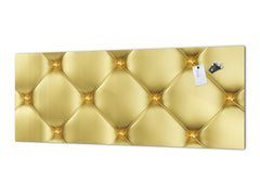 Stylish glass backsplash - Photo glass upstand w/wo magnetic properties - Decorative Surfaces Series: Golden leather upholstery 1