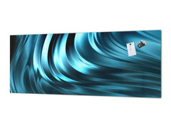 Contemporary glass kitchen panel - Wide format wall backsplash with or without magnetic properties - Colourful Variety Series: Blue abstract composition
