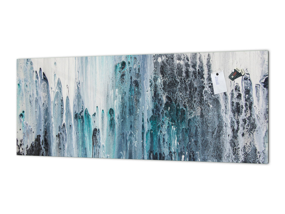 Salpicadero de vidrio templado impreso - Salpicadero de pared de cocina con o sin propiedades magnéticas - Serie de pinturas: Arte abstracto en lienzo
