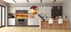 Design glass backsplash - Tempered Glass splashback - Golden Waves Series: Liquid gold 2