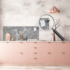 Stylish glass backsplash - Photo glass upstand w/wo magnetic properties - Decorative Surfaces Series: Silver waves