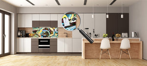 Toughened printed glass backsplash - Kitchen wall splashback will or without magnetic properties - Paintings Series: Stained glass