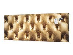 Stylish glass backsplash - Photo glass upstand w/wo magnetic properties - Decorative Surfaces Series: Golden leather upholstery 2