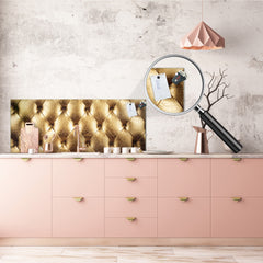 Stylish glass backsplash - Photo glass upstand w/wo magnetic properties - Decorative Surfaces Series: Golden leather upholstery 2
