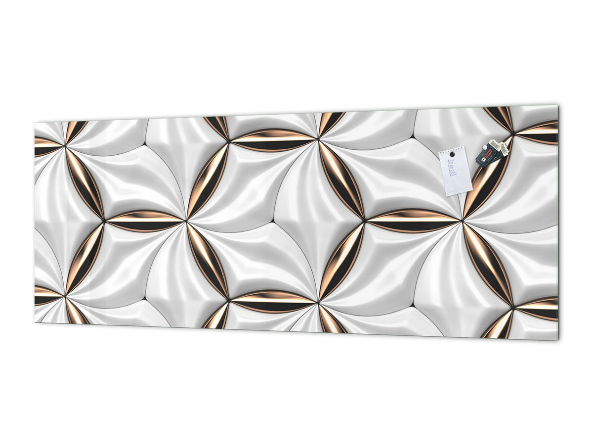 Stylish glass backsplash - Photo glass upstand w/wo magnetic properties - Decorative Surfaces Series: Golden-white tiles