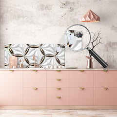 Stylish glass backsplash - Photo glass upstand w/wo magnetic properties - Decorative Surfaces Series: Golden-white tiles