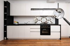 Stylish glass backsplash - Photo glass upstand w/wo magnetic properties - Decorative Surfaces Series: Golden-white tiles