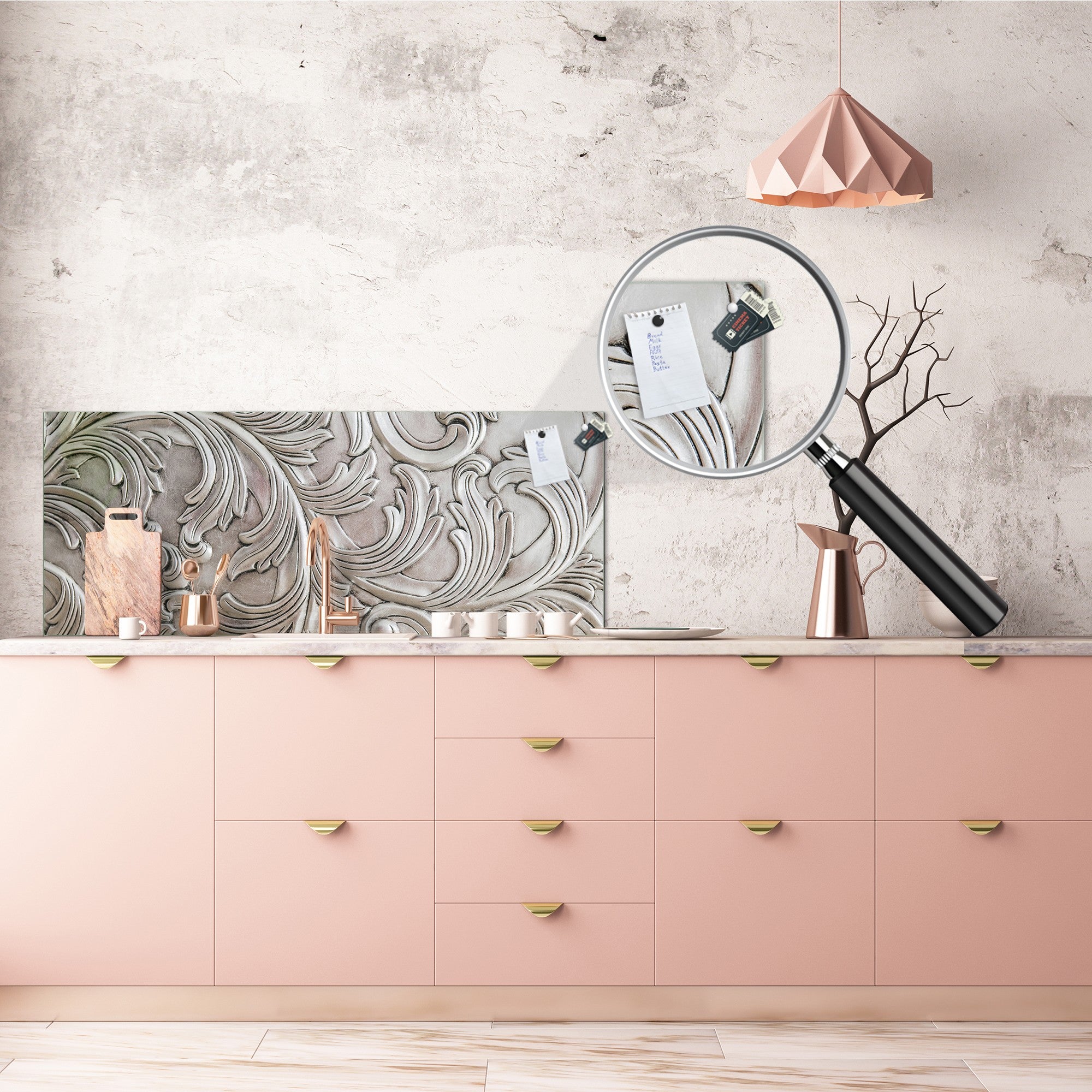 Stylish glass backsplash - Photo glass upstand w/wo magnetic properties - Decorative Surfaces Series: Luxury handcraft