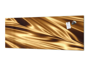 Design glass backsplash - Tempered Glass splashback - Golden Waves Series: Golden fabric texture
