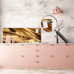 Design glass backsplash - Tempered Glass splashback - Golden Waves Series: Golden fabric texture