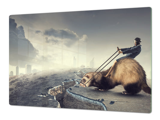 Induction Cooktop Cover – Glass Worktop saver: Fantasy and fairy-tale series DD18 Stop over the precipice 1