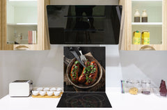 Printed tempered glass backsplash – BS23 European tradicional food Series: Grilled Sausage