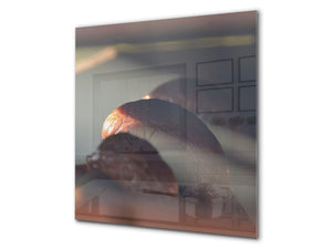 Paraschizzi in vetro temperato stampato – Paraspruzzi da cucina in vetro BS23 Serie cibo tradizionale europeo: Salsicce affumicate 3