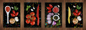 Set da quattro taglieri decorativi in vetro – Piatti da portata – Taglieri da formaggio; MD09 Serie di pittura astratta: Coriandoli colorati