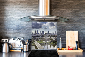 Soporte de vidrio - Placa para salpicaduras de fregadero ; Serie ciudades BS25  Panorama de la ciudad 5