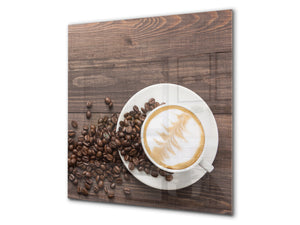 Aufgedrucktes Hartglas-Wandkunstwerk – Glasküchenrückwand BS05A Serie Kaffee A:  Coffee In A Cup 5