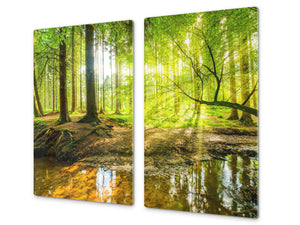 Tempered GLASS Kitchen Board – Impact & Scratch Resistant; D08 Nature Series: Forest 4