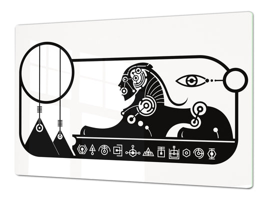 HUGE TEMPERED GLASS COOKTOP COVER - Egyptian Series DD15 Sphinx