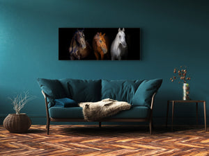 Cadre moderne sur verre 125 x 50 cm – Les chevaux