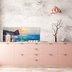 Wide-format glass kitchen panel with and w/o stainless steel metal back-coating: Canvas with the ses